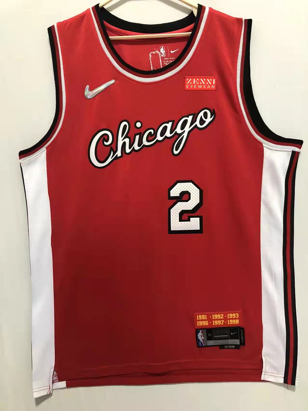 Men Chicago Bulls #2 Ball Red 2022 City Edition Nike NBA Jersey